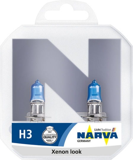 Set 2 H3 55w 12v Range Power White Bulbs Narva