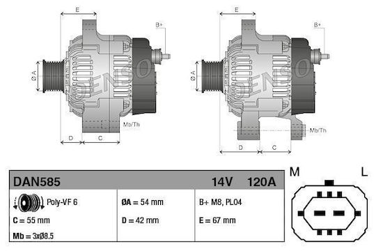 Lichtmaschine Opel Corsa D Denso Dan585