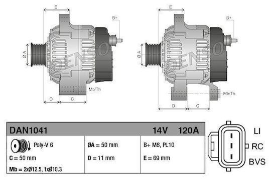 Alternator Ford Focus C-max Denso Dan1041 - Alternator Ford Focus C-max Denso Dan1041