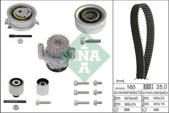 Set de Curea de Sincronizare a Pompăi de Apă pentru Audi A1 A3 A4 A5 A6 Q3 Q5 Tt Seat Alhambra Altea Exeo Ibiza 1.2-2.0d 05.03 25mm 160 Dinți