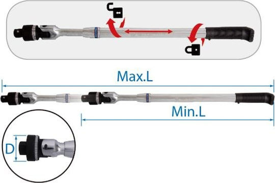 King Tony Telescopic Articulated Ratchet 3/4" 24z 610-960mm Rubber Handle