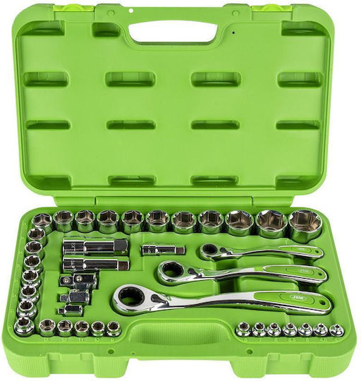 JBM Set de chei tubulare și clichet 1\2" & 1\4" & 3\4" 39buc