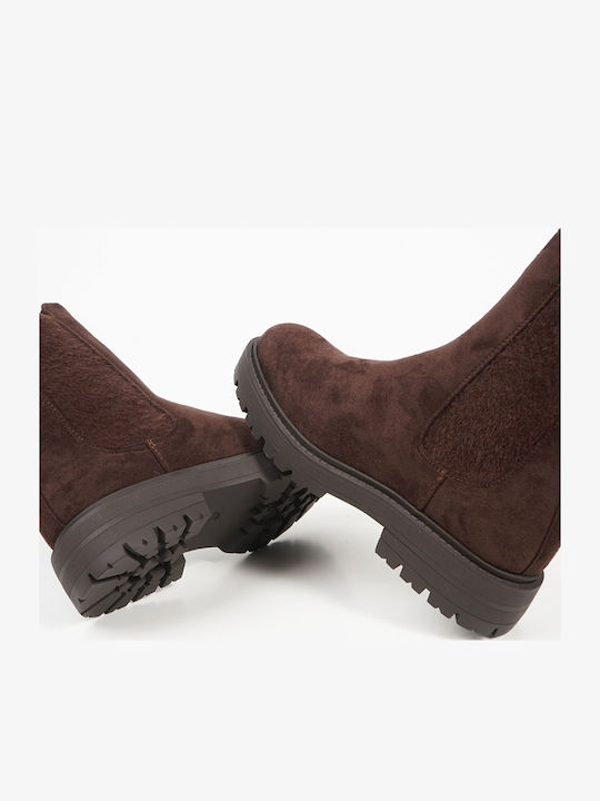 Suede Women's Ankle Boots Brown
