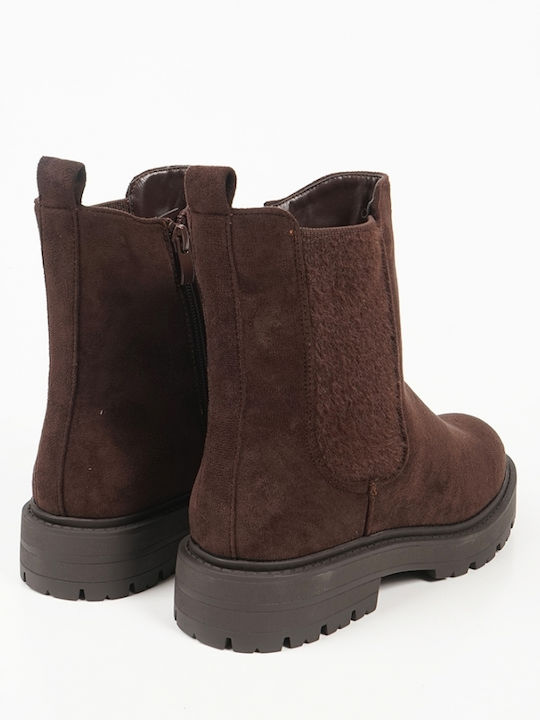 Suede Women's Ankle Boots Brown