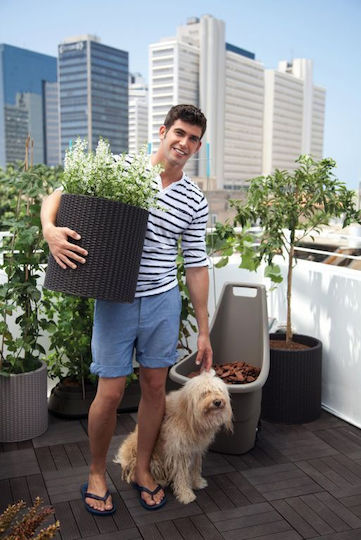 Large Gray Cylinder Plant Pot