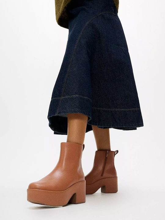 Leather Women's Ankle Boots Brown