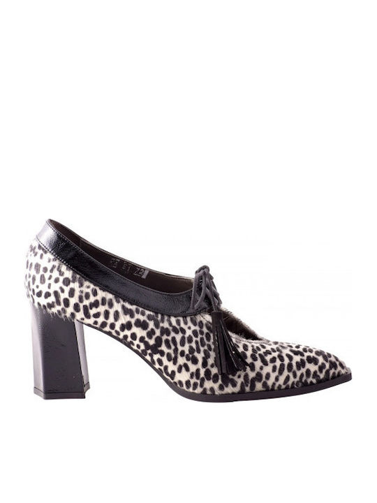 Leder Pumps mit Mittelhohem Absatz Braun