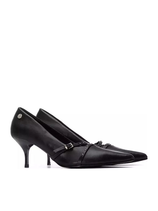 Synthetic Leather Black Medium Heels Animal Print