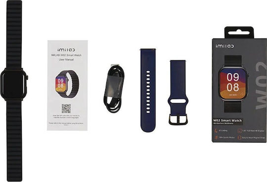 Imilab W02 44mm Smartwatch με Παλμογράφο (Μαύρο)