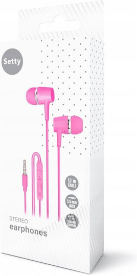 Setty In-ear Handsfree Ακουστικά με Βύσμα 3.5mm Ροζ