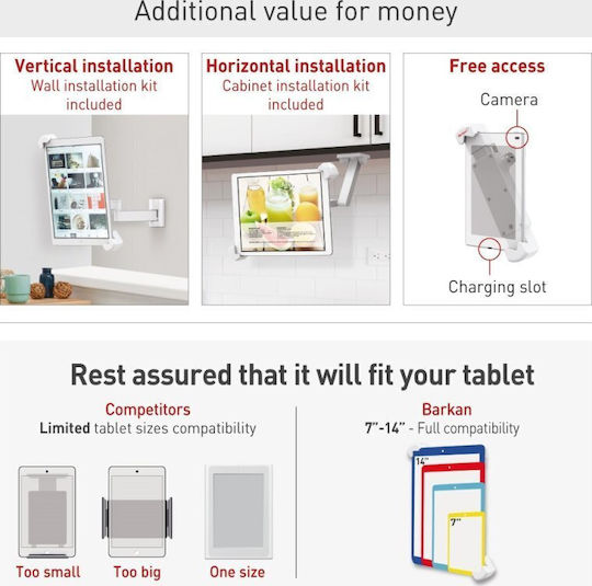 Βάση Tablet 7-14" Swivel Wall Lock