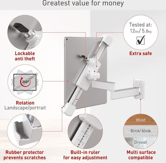Βάση Tablet 7-14" Swivel Wall Lock