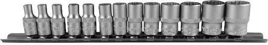 JBM Καρυδάκια Πολύσφηνα με Καρέ Υποδοχής 1/4" Σετ 13τμχ