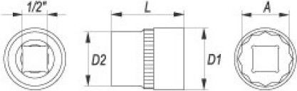 Cap 22mm 1/2" 12-Pieces Short Cv