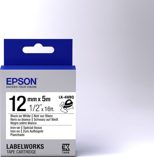 Epson LK-4WBQ Ταινία Ετικετογράφου 5m x 12mm σε Λευκό Χρώμα