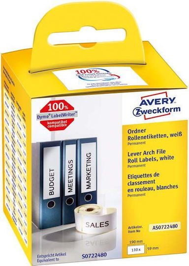 Avery Αυτοκόλλητες Ετικέτες σε Ρολό για Εκτυπωτή Ετικετών 190x59mm