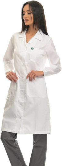 Alezi Women's White Medical Dressing Gown Cotton and Polyester