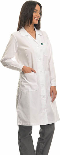 Alezi Women's White Medical Dressing Gown Cotton and Polyester