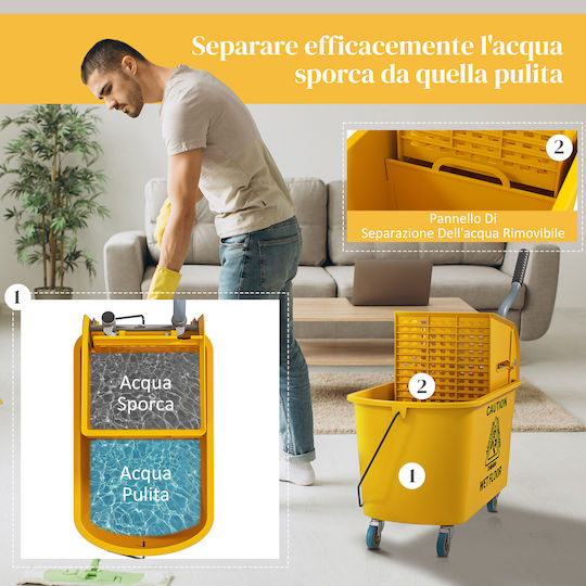 Homcom Reinigungswagen Und Haushaltswaren 20l Presse Set Staubsauger Eimer Wischmopp Rollen