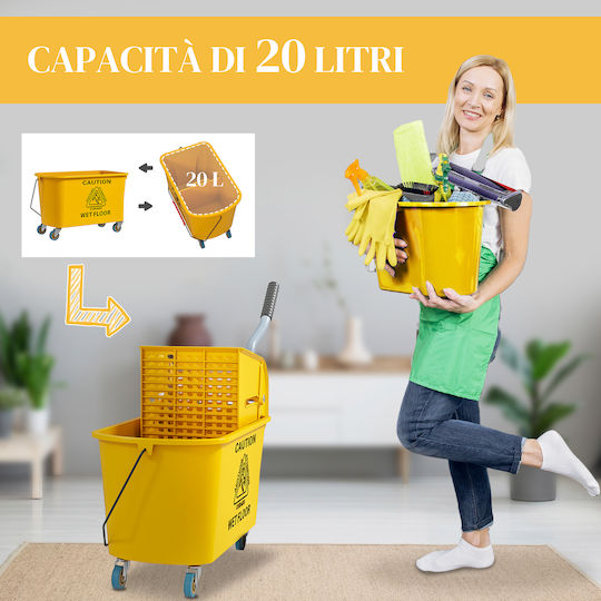 Homcom Reinigungswagen Und Haushaltswaren 20l Presse Set Staubsauger Eimer Wischmopp Rollen