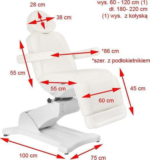 Beauty Chair White with Adjustable Height and Electric Lifting