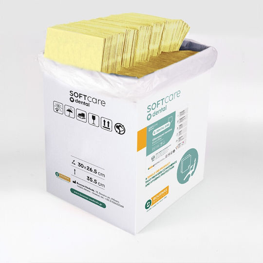 Soft Care Οδοντιατρική Πετσέτα Κίτρινη 2ply + 1ply χωρίς Dispenser 500τμχ