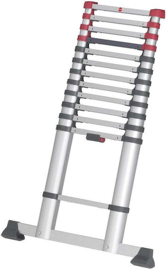 Hailo Teleskopische Leiter Aluminium 13 Stufen mit maximaler Höhe 3.8m