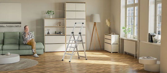 Folding Step Stool Selekta Dk40 Basicline Aluminum 3 Steps