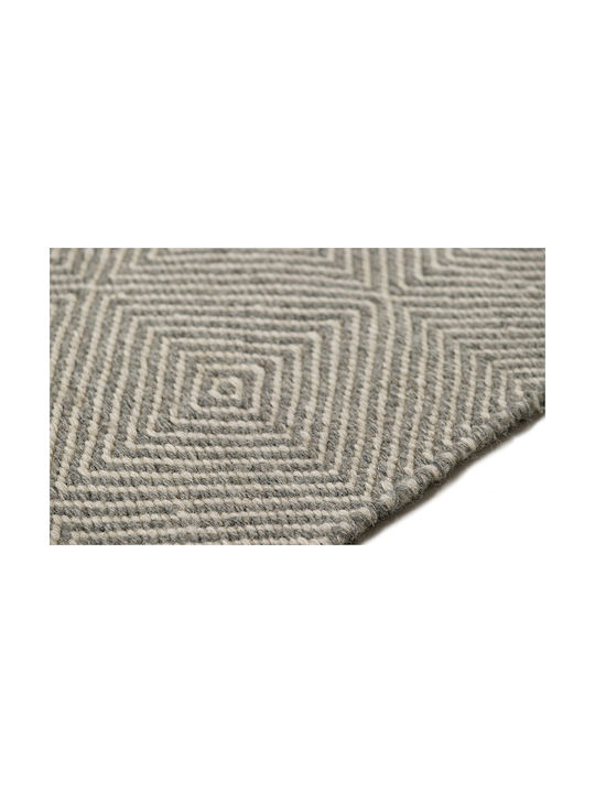Tapicap Herringbone Rug Rectangular Wool Grey White