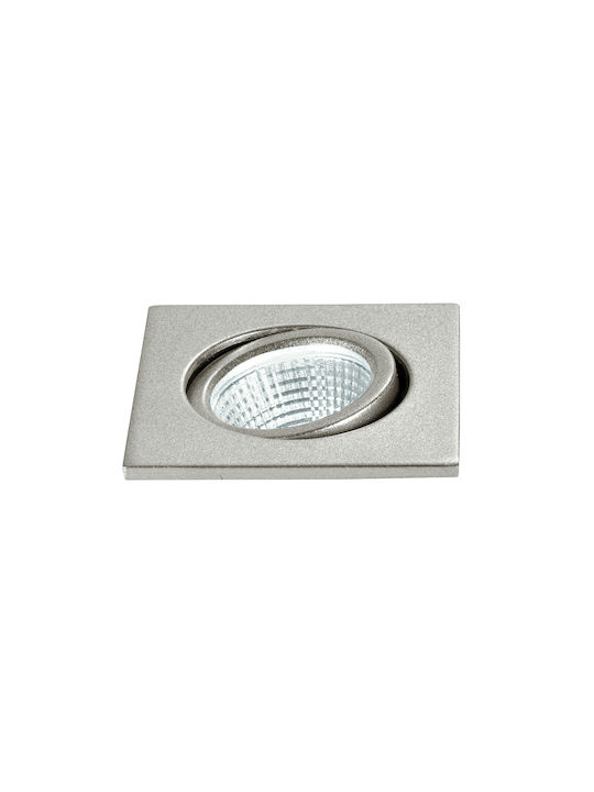 Fan Europe Polaris-Q3 Square Metallic Recessed Spot with Integrated LED and Natural White Light Silver 6.6x6.6cm. 1pcs