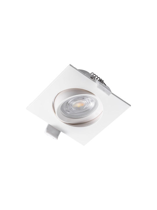 Braytron Square Plastic Recessed Spot with Integrated LED and Warm White Light White 1pcs