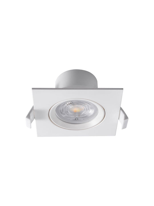 Braytron Square Plastic Recessed Spot with Integrated LED and Warm White Light White 1pcs