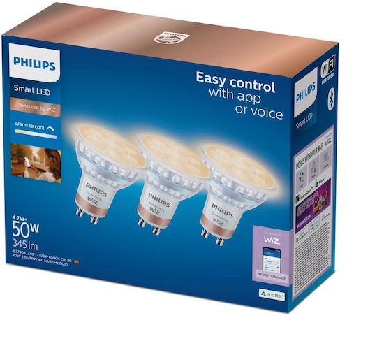 Philips Smart Λάμπες Smart Led Spot LED για Ντουί GU10 3τμχ