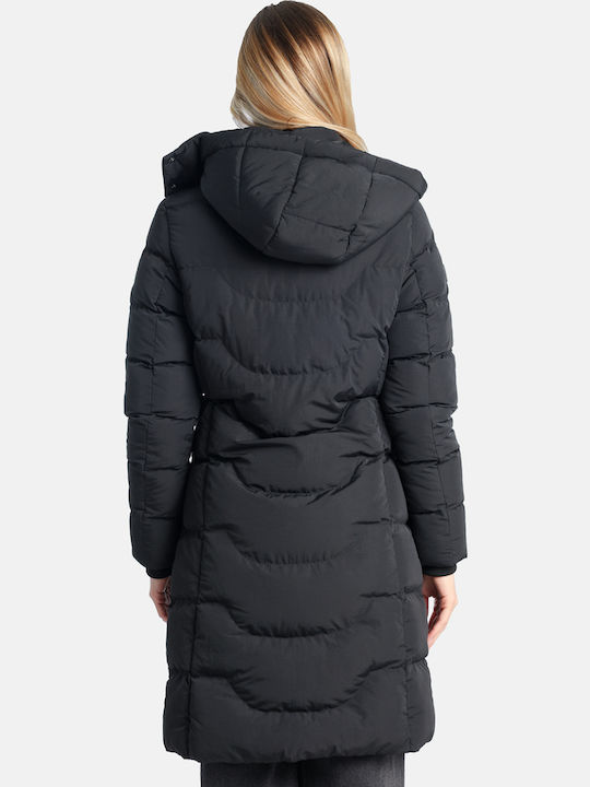 Women's Long Puffer Jacket for Winter Black