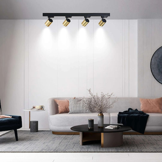 Light Prestige Σποτ με 4 Φώτα και με Ντουί GU10 σε Μαύρο Χρώμα