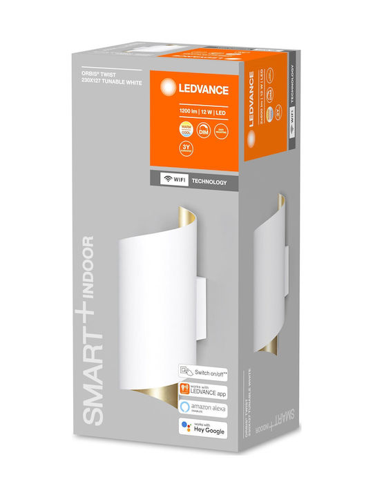Ledvance Twist Modern Lamp Wall with Integrated LED and Warm White Light 127x23x9.5cm