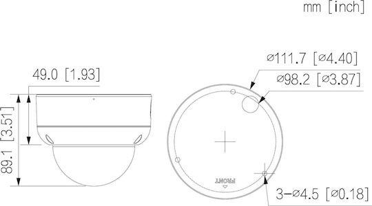 Dahua HDBW3649E-AS-IL-0280B-B IP Surveillance Camera Full HD+ 6MP Waterproof with Lens 2.8mm