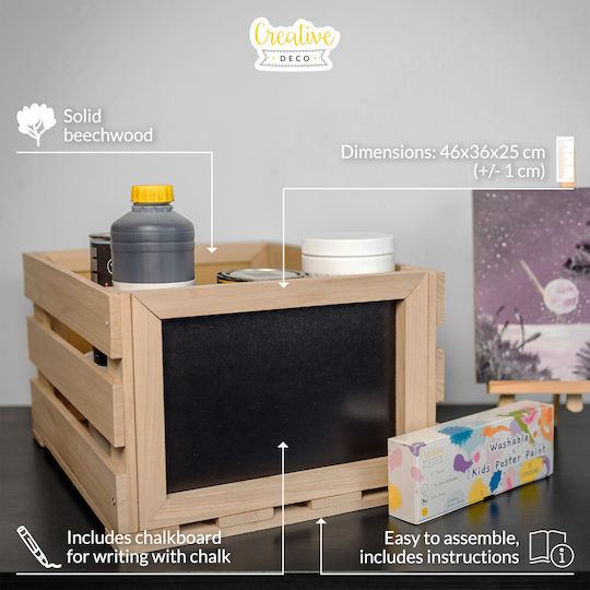 Creative Deco Holzkiste Schallplatten Tafel 46x36x25cm + 1cm