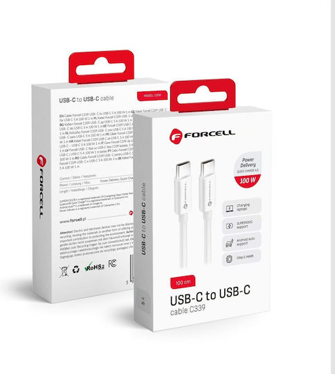 Forcell F-energy USB 3.2 Cable USB-C male - USB-C 100W White 1m (FOCB-172014)