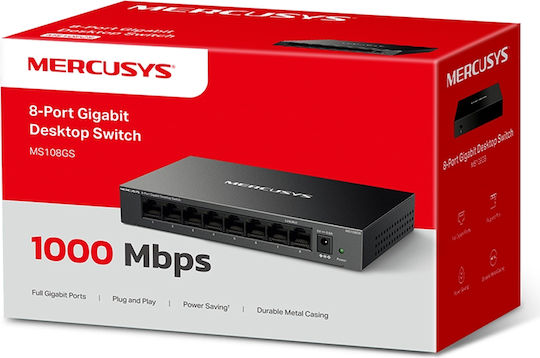 Mercusys MS108GS-M2 Unverwaltet L2 Switch mit 8 Ports Gigabit (1Gbps) Ethernet