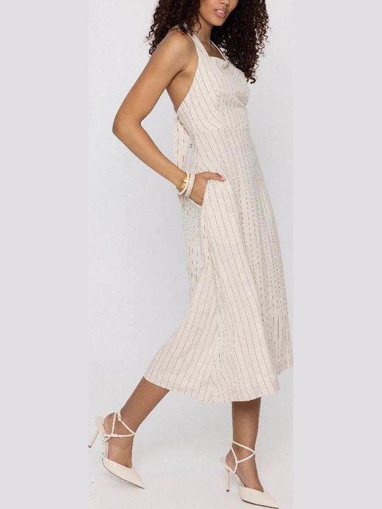 Alvara Summer Midi Knitted Beige Dress