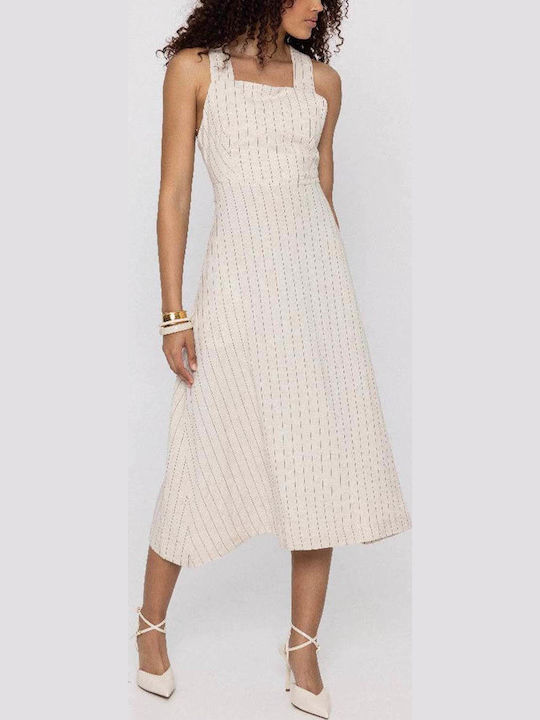 Alvara Summer Midi Knitted Beige Dress