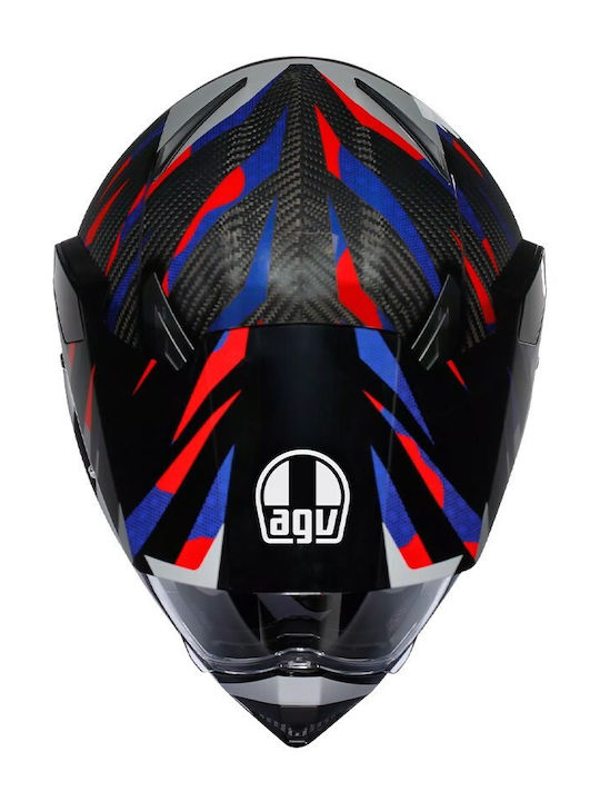 AGV AX-9 Steppa Carbon/Red/Blue Motorcycle Helmet On-Off ECE 22.05 1365gr with Pinlock