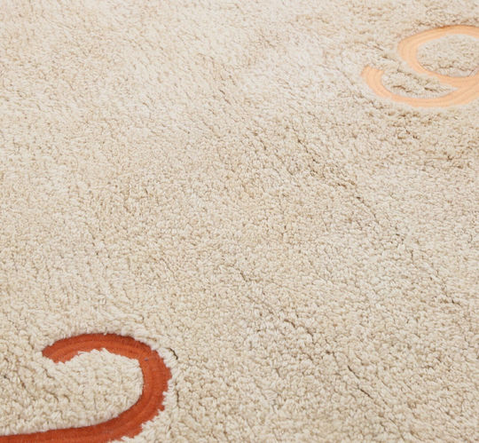 Bekas Carpets Kinder Teppich Beige Rund mit Durchmesser 120cm