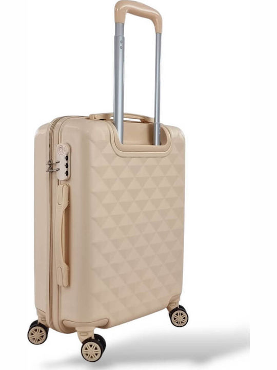 Playful Bags Medium Travel Suitcase Hard Beige with 4 Wheels Height 62cm