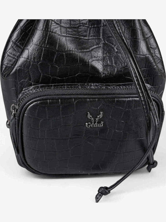 Leder Damenbeutel Schultertasche Schwarz
