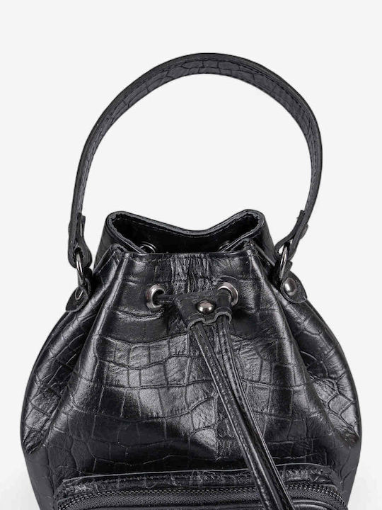 Leder Damenbeutel Schultertasche Schwarz