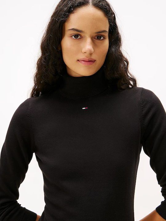 Mini Dress Knitted Turtleneck Black
