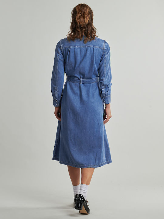 Midi Σεμιζιέ Φόρεμα Τζιν Medium Indigo