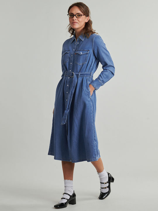 Midi Σεμιζιέ Φόρεμα Τζιν Medium Indigo